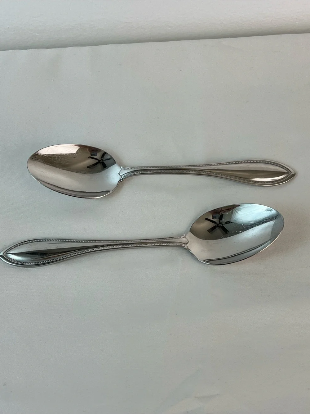 2-Oneida Stainless Steel Flatware-Arbor American Harmony Dinner Soup Spoons